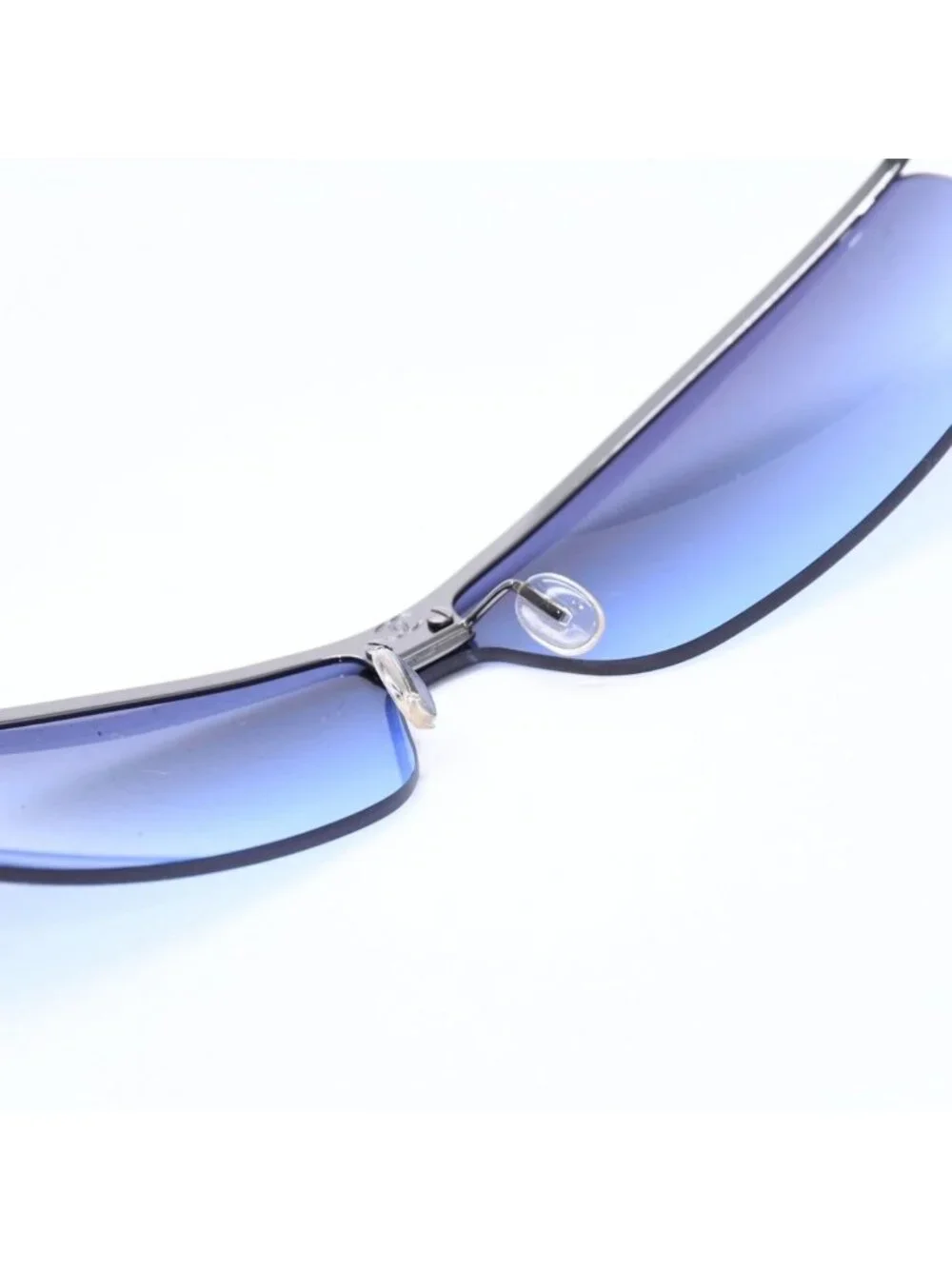 Chanel Half Rim Sunglasses Eyewear Blue Lens